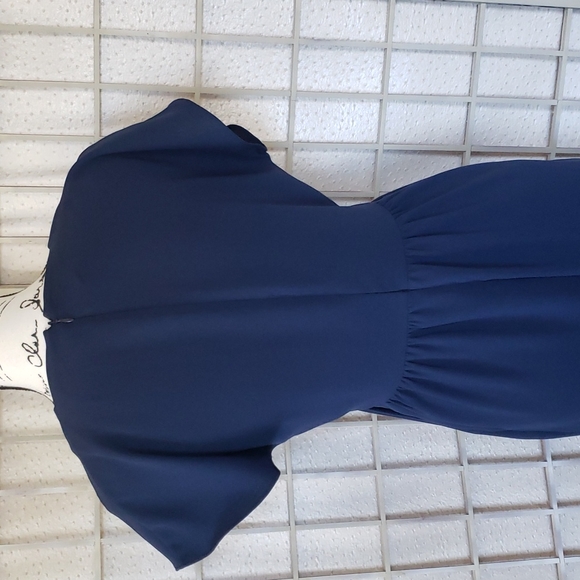 Madewell navy blue v-neck with button short sleeves wide leg romper 0 - Picture 6 of 11